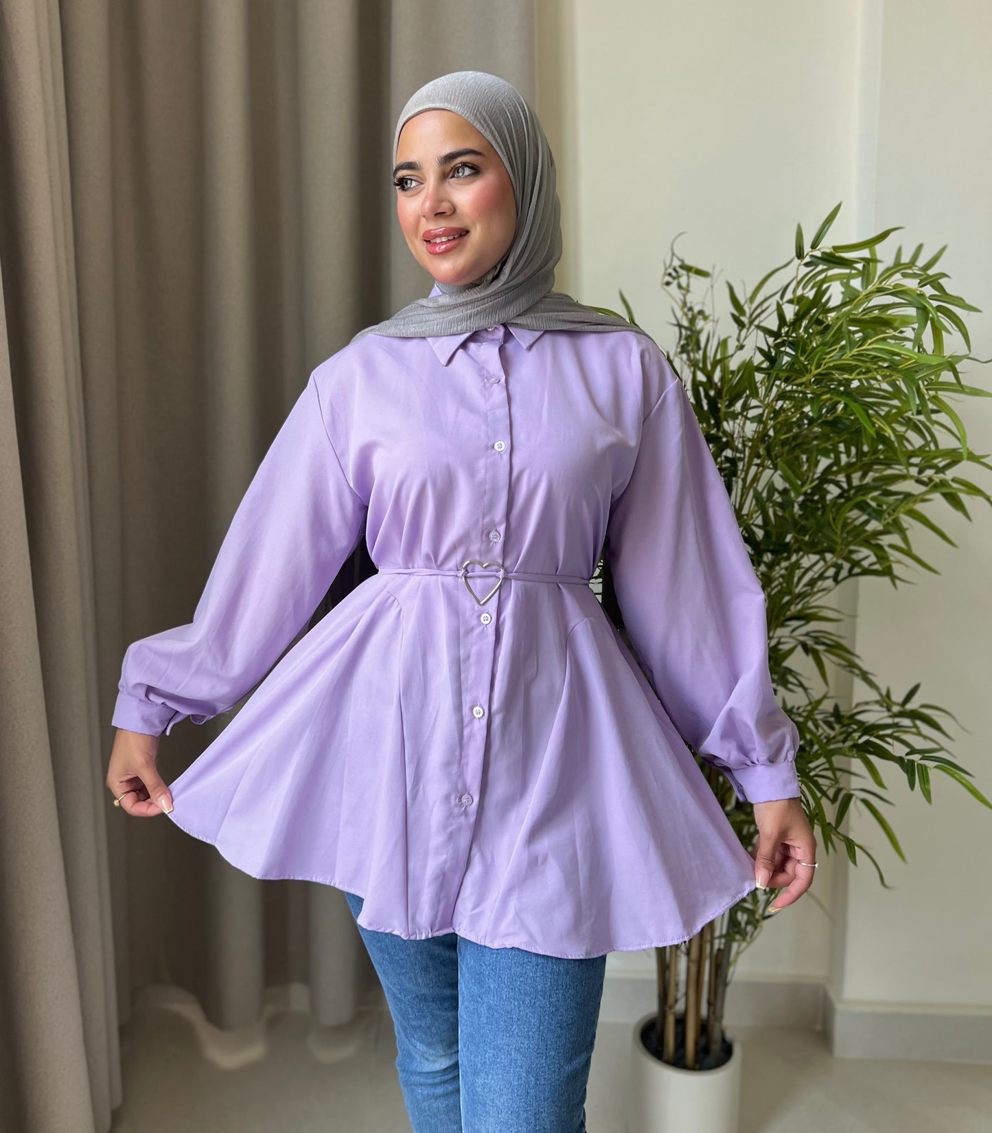 Chemise with heart belt