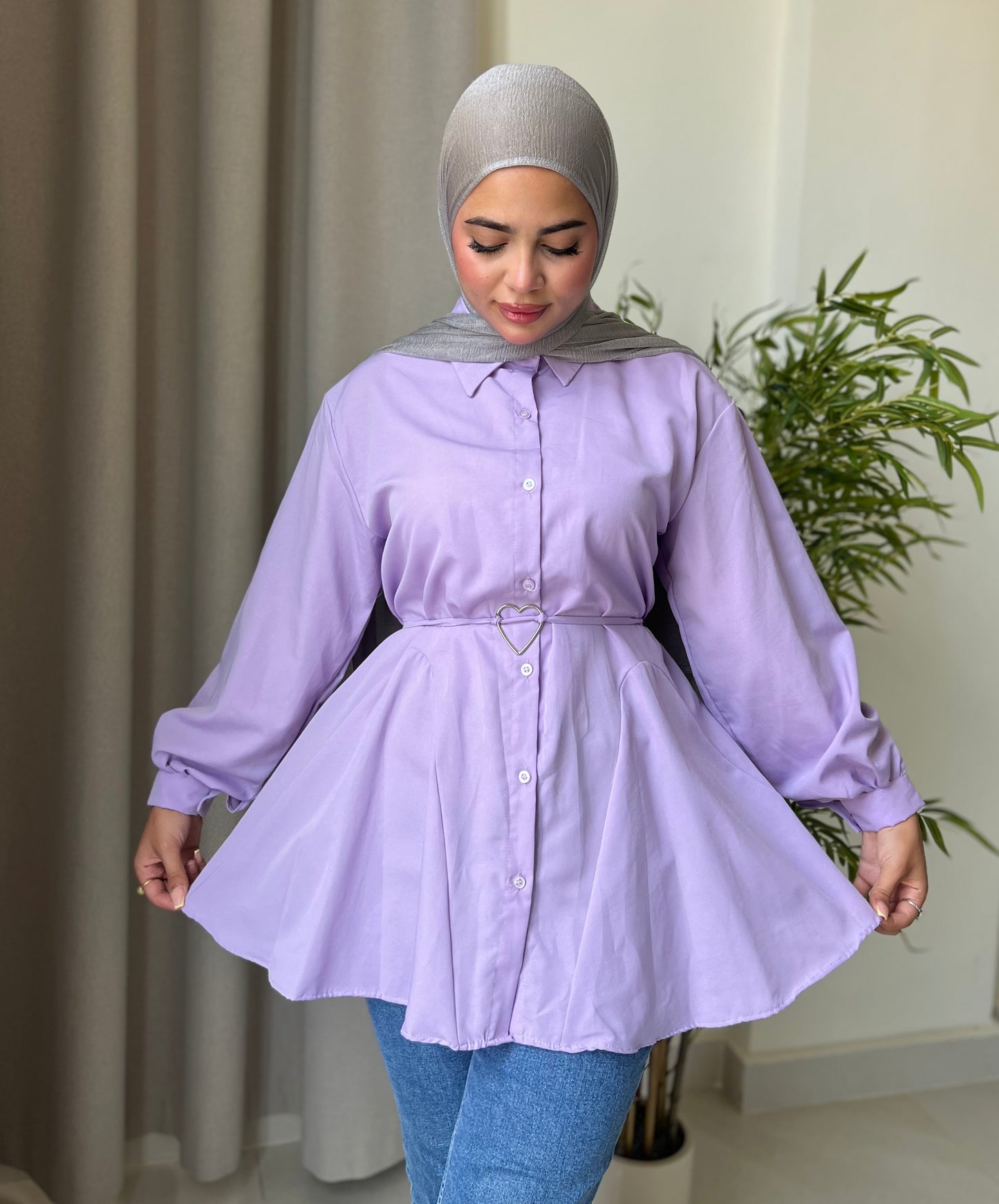 Chemise with heart belt