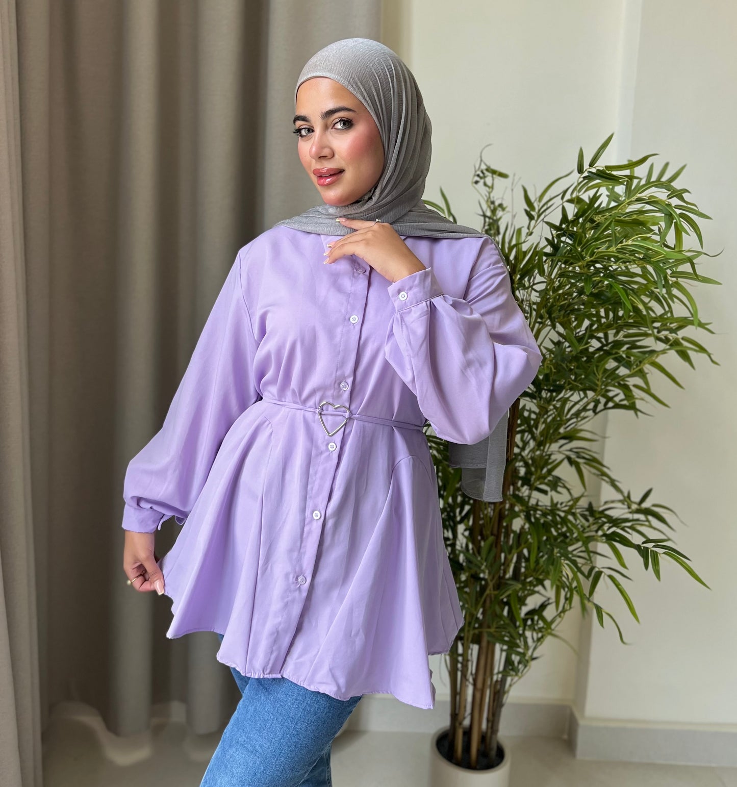 Chemise with heart belt