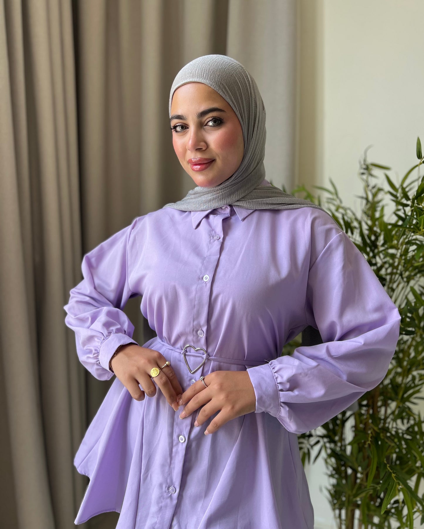 Chemise with heart belt